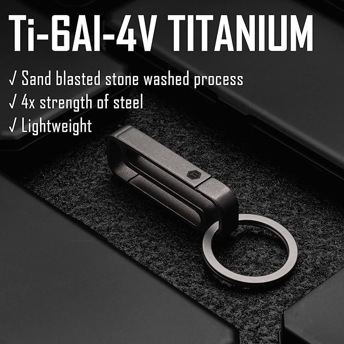 KeyUnity Titanium Key Holder Belt Clip, Double Side Carabiner Keychain For Men