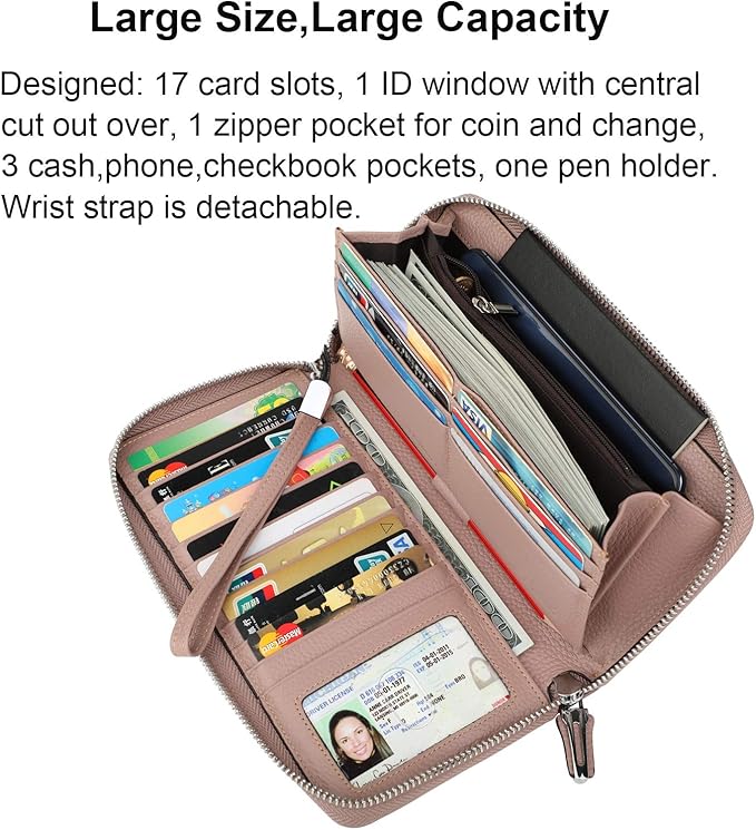 Lavemi Small Compact Women Wallet RFID Blocking Genuine Leather Bifold Purse with ID Windows