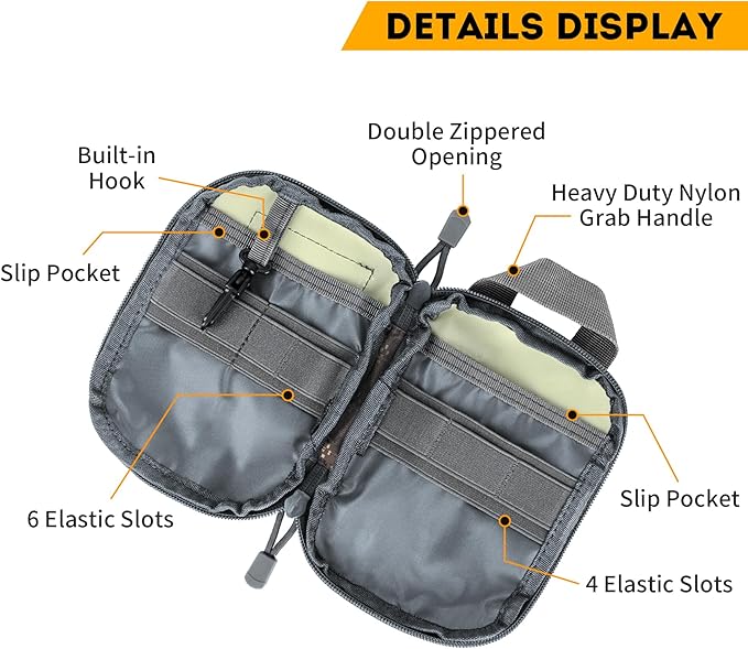 IronSeals Tactical Molle EDC Pouch Utility Tool Pouch Compact Pocket Organizer Pouch with US Flag Patch
