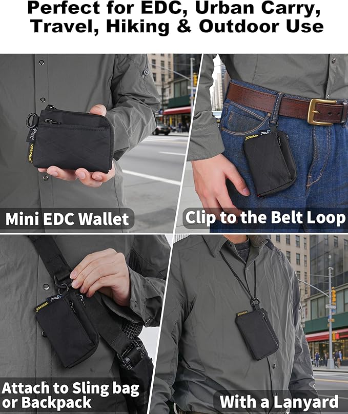 VIPERADE VE37 Mini EDC Pouch – Coin Purse for Men, Slim Zipper Wallet, EDC Gear Organizer, MOLLE Webbing Designed for VAB2 Clip-On Belt/Backpack Attachment, Everyday Carry Tactical Bag