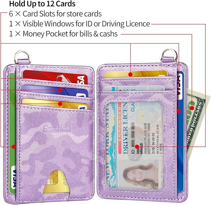 EcoVision Slim Minimalist Front Pocket Wallet, RFID Blocking Credit Card Holder Wallet with Detachable D-Shackle for Men Women