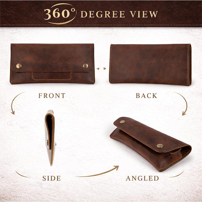 Leather Money Bag Currency Organiser Pouch, Dollar Bills Holder, Bills Organizer with Mobile Pocket, Money Envelope For Men and Women (Brown)