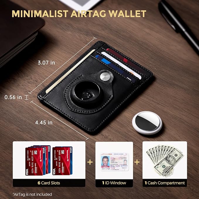 RUNBOX Slim Minimalist Front Pocket Air Tag Holder Wallet for Men, RFID Blocking Card Holder Mens Wallet Gifts for Men Dad