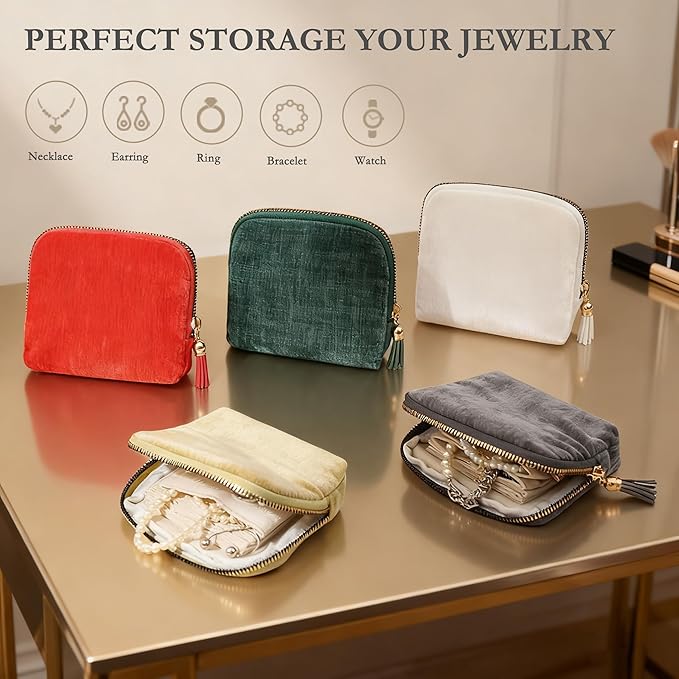 Small Jewelry Travel Case, Portable Travel Jewelry Organizer Soft Velvet Organizer Pouch Mini Travel Jewelry Bag with Zipper for Earring Crystal Bracelet Ring,Anti-Scratch(Royal Blue)