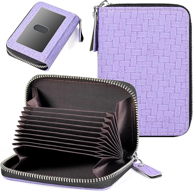 EcoVision Credit Card Holder RFID Card Case Wallet, Small Accordion Zipper Card Case Holder, Card Organizer Case for Women Men