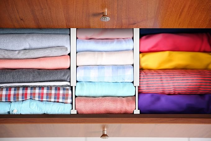 Homemaid Living Bamboo Drawer Dividers, Adjustable & Expandable, 4 Pack, White, Kitchen, Bathroom & Office Drawer Organizer (4pk)