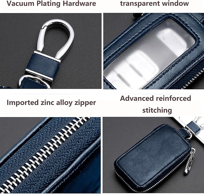 vvag Premium Car Key Fob Case Genuine Leather Car Smart Key fob Holder Car Remote Keychain Bag Universal