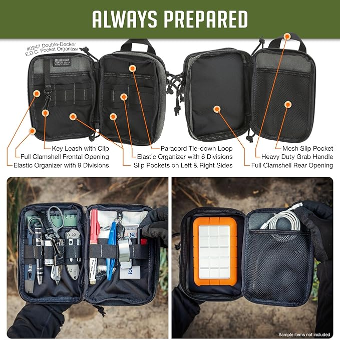 MAXPEDITION Double-Decker Pocket Organizer, Tactical Tool Pouch for Organization, EDC Pouch for Everyday Carry