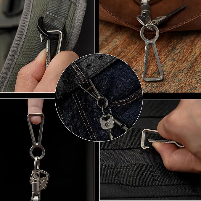 KeyUnity KM01 Titanium EDC Keychain Clip with Bottle Opener, Quick Release Carabiner Key Ring Holder for Men