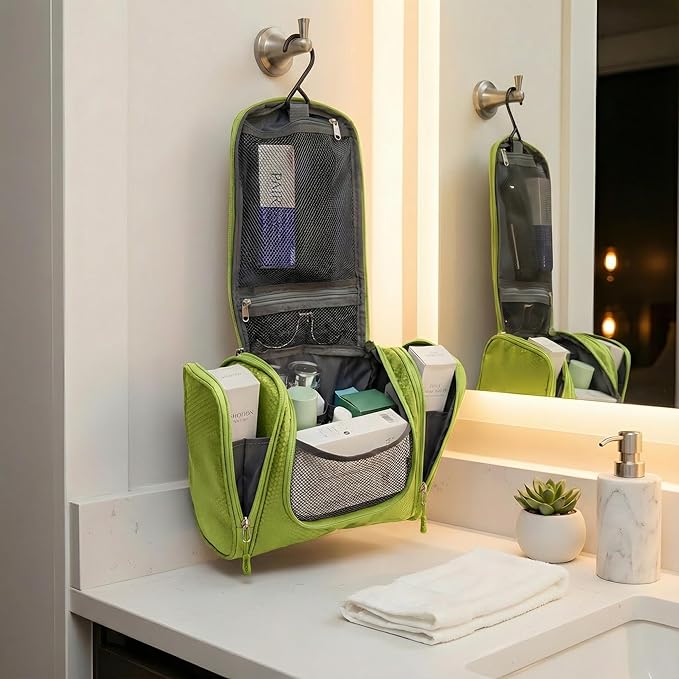 Bago Travel Toiletry Bag for Women and Men X-Large Waterproof Hanging Large Toiletry Bag for Bathroom and Travel Bag for Toiletries Organizer - Makeup Bag (Green)