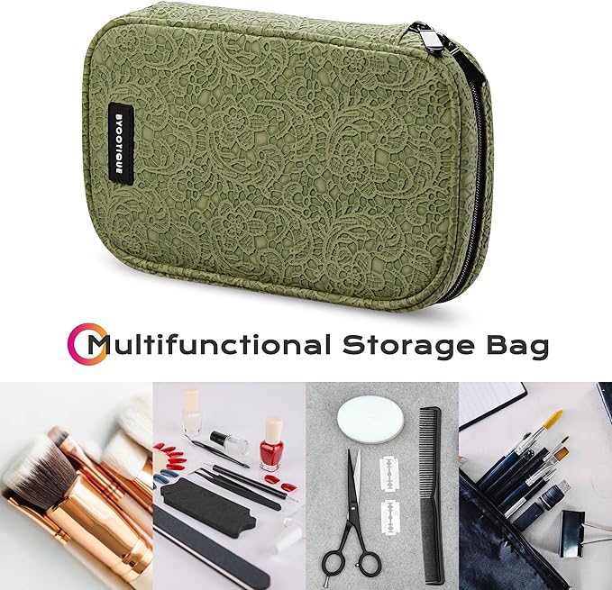 BYOOTIQUE Travel Makeup Brush Holder Bag Cosmetic Brush Organizer Rococo Green