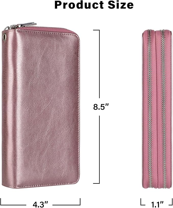 Lavemi Small Compact Women Wallet RFID Blocking Genuine Leather Bifold Purse with ID Windows