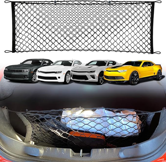 Envelope Style Automotive Elastic Trunk Mesh Cargo Net for Chevrolet Camaro 2010-2024 - Premium Trunk Organizers and Storage - Luggage Net for Crossover - Best Car Organizer for Chevrolet Camaro