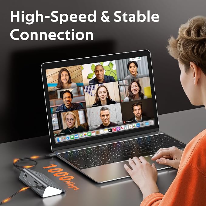 USB C Hub Ethernet,10-in-1 USB C Docking Station with 4K@60Hz HDMI,1Gbps Ethernet, PD 100W,Type C & 2 USB A 3.2 10Gbps, 2 USB A 2.0, SD/TF, Aluminum USB Hub for Laptop,PC, iPhone 17/16,Mac