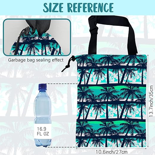 Car Garbage Bag Tropical Green Palm Trees Hanging Canvas Car Trash Bag Waterproof Drawstring Car Back Seat Organizer for Car Back Front Seat Console with Adjustable Buckle