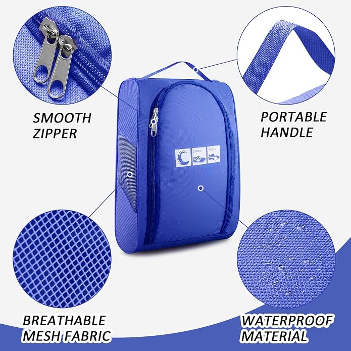 Ailaka Portable Oxford Travel Shoe Bag, Waterproof Shoe Packing Storage Organizer with Zipper Closure
