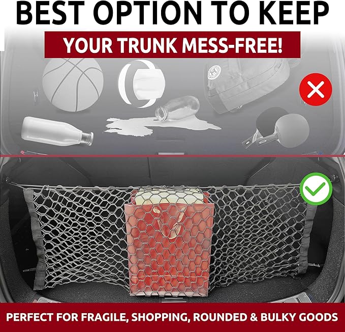 Envelope Style Automotive Elastic Trunk Mesh Cargo Net for Lexus NX 250 NX 350 NX 450 2022-2026 - Premium Trunk Organizer and Storage - Luggage Net for Crossover - Best Car Organizer for Lexus NX