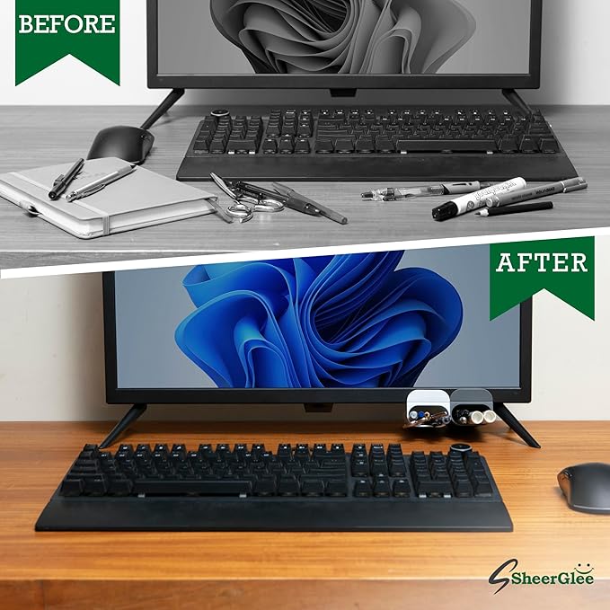 2 Pack Deskside Pen Holder - Optimize Your Space with Our Attachable Pencil Holder for Desk - Desk Pen Holder with Self-Adhesive and Rotatable Attacher
