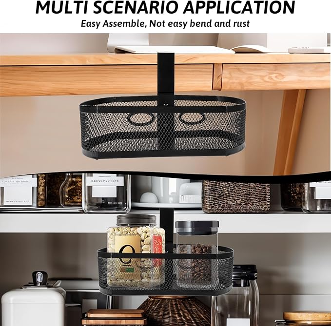Under Desk Storage Drawer Organizer, Clamp on Under Table Shelf Hanging Desk Mount Tray Attachable Drawer Basket for Home Office Desktop Clutter Management Space Saving