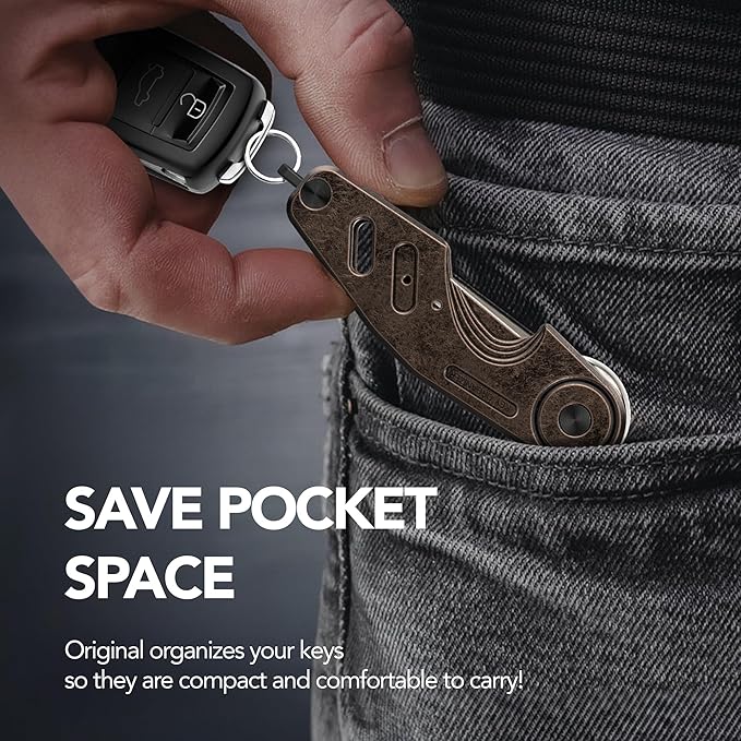 Key Organizer Compact Key Holder, Minimalist Clutter-Free EDC Smart Keychains, Metal Car Key Chain Secures 2-6 keys