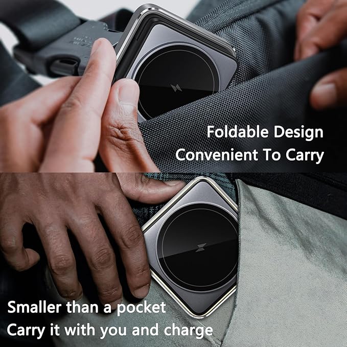 3 in 1 Wireless Charger for iPhone 17 16 15 14 13 12 11 Pro Max Foldable Wireless Charging Station with Night Light for MagSafe Travel Magnetic Charger Stand Fast Charging for AirPods Apple Watch B