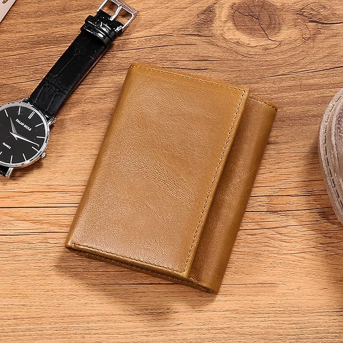 FALAN MULE Men's Wallet Genuine Leather Trifold Wallet With ID Window