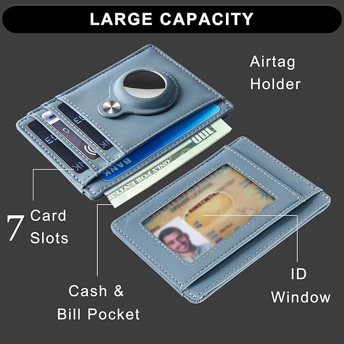 Hawanik Slim Minimalist Front Pocket Air Tag Wallet, RFID Blocking Card Holder Wallet with Airtag Holder