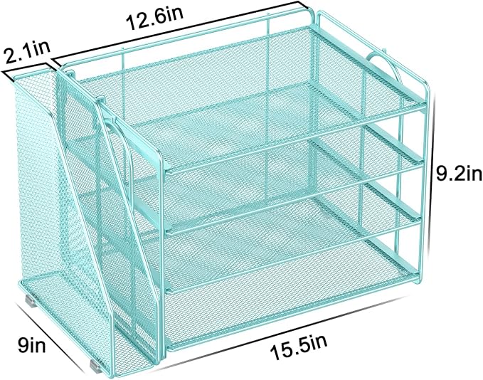 Spacrea Desk Organizers and Accessories, Paper Organizer for Desk with File organizer, Desk Accessories & Workspace Organizers for Office Supplies (Blue)