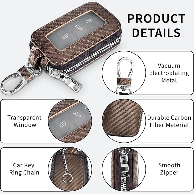 vvag Premium Car Key Fob Case Genuine Leather Car Smart Key fob Holder Car Remote Keychain Bag Universal