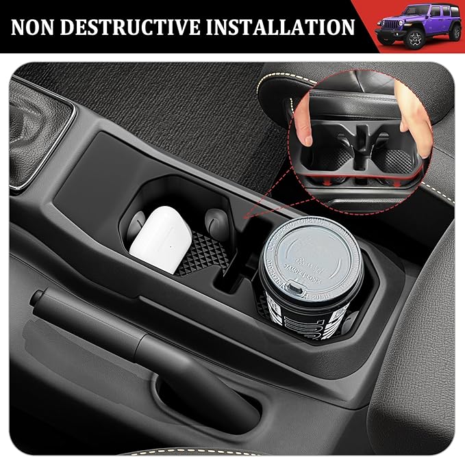 Center Console Organizer for 2018-2023 Jeep Wrangler JL 4XE Console Cup Holder Organizer Trunk Storage Tray Hanging Armrest Storage Box for Wrangler Accessories(18-23 6-Piece, Not Gladiator)
