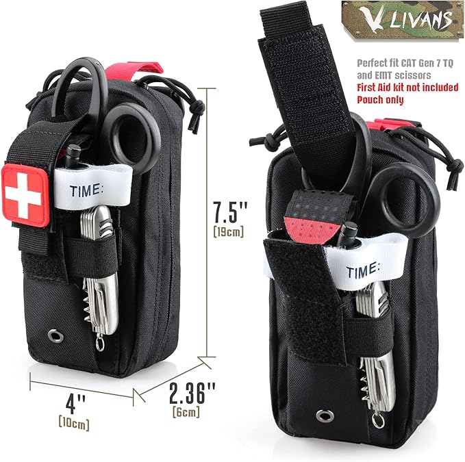 Tactical MOLLE Medical Pouch, Rip-Away EMT First Aid Pouch IFAK Trauma Kit Everyday Carry Survival Bag Include Cross Patch