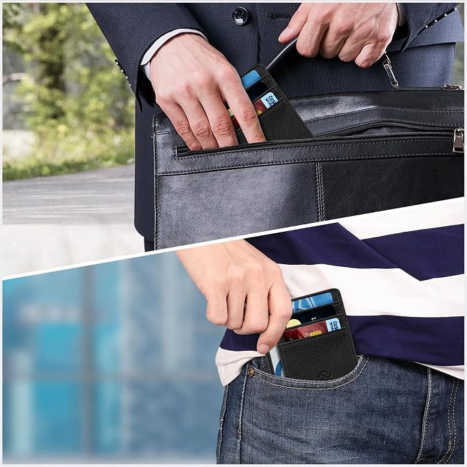 FINTIE Slim Minimalist Front Pocket Wallet, RFID Blocking Credit Card Holder Card Cases with ID Window for Men Women (Black)
