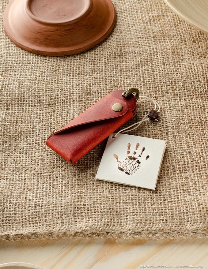 Crazy Horse Craft, Leather Key Holder, Keychain, Minimalist Keyring, Fob, EDC Organizer Cover Sleeve Finder Bag Tag Case