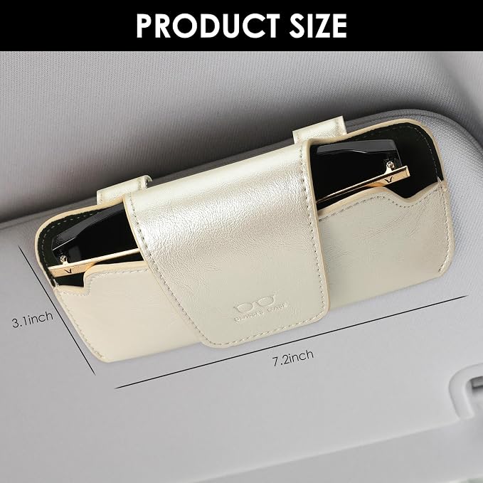 Sunglass Holder for Car Visor, Car Sunglasses Holder Leather, Eyeglasses Holder Glasses Storage Case Visor Accessories