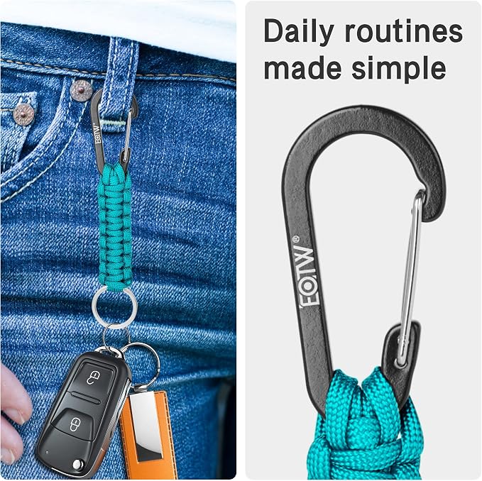 EOTW Carabiner Keychain,Paracord Keychain Small Aluminum Clip D Ring for Camping, Hiking, Fishing, Or As A Key Organizer