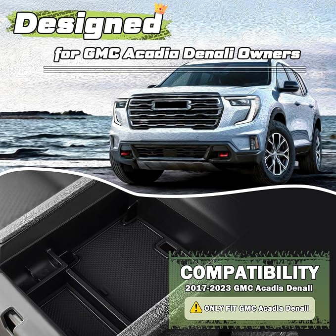 Sunsdrew Center Console Organizer for GMC Acadia 2017-2023 Accessories Acadia SL SLE SLT Denali AT4 Armrest Insert Console Tray ABS Organizer Armrest Storage Box
