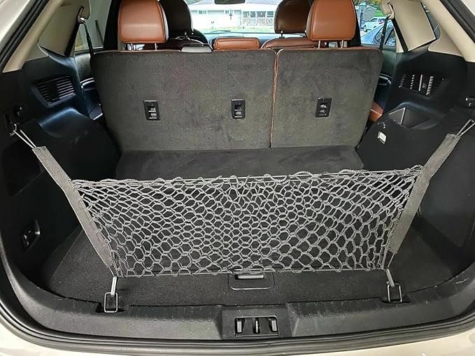 Rear Trunk Organizer Cargo Net for Ford Edge 2007–2024 – Envelope Style Cargo Net for SUV – Premium Mesh Elastic Car Trunk Organizer Vehicle Carrier Storage – Compatible with Edge