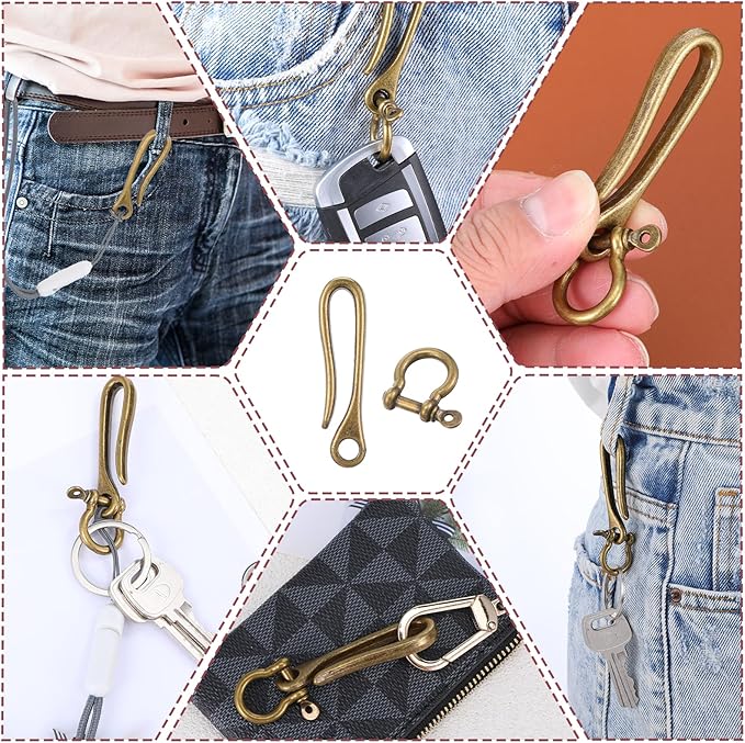 2 Pcs Fish Hook Key Chains, Vintage Keychain Retro Clip for Wallet Purse Belt Buckle Car Key Men Women