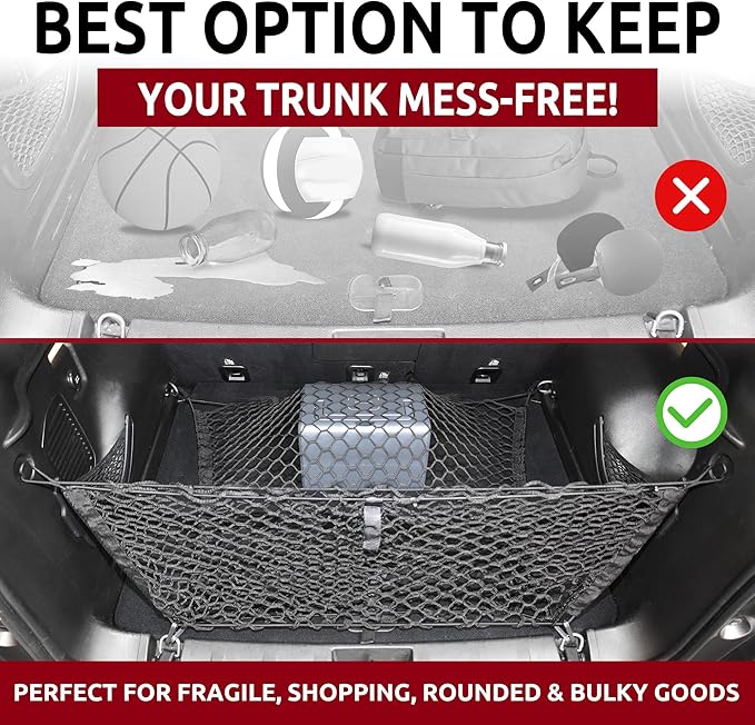 Envelope Style Trunk Mesh Cargo Net for Jeep Compass, Patriot, Renegade 2007-2026 Automotive Exterior Accessories - Premium Car Storage Organizers, Cargo Bed Net For Pickup Truck Smart Vehicle Storage