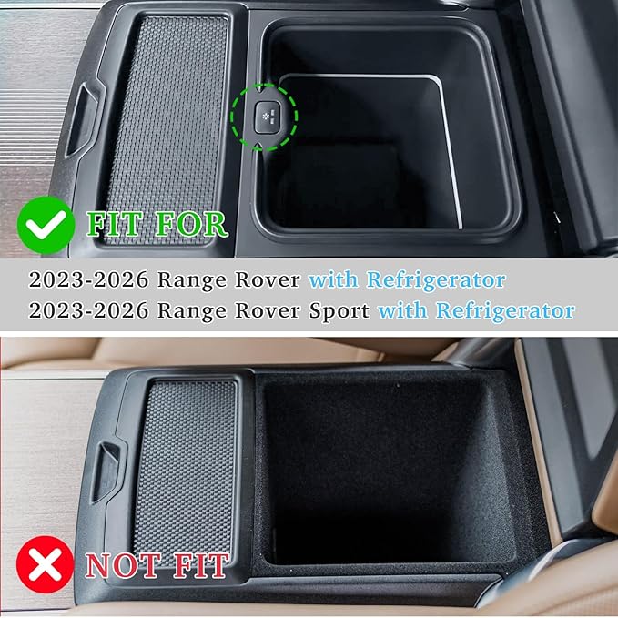 Center Console Organizer for 2023-2026 Range Rover & Range Rover Sport (with Refrigerator), Armrest Storage Box Insert Tray Interior Accessories