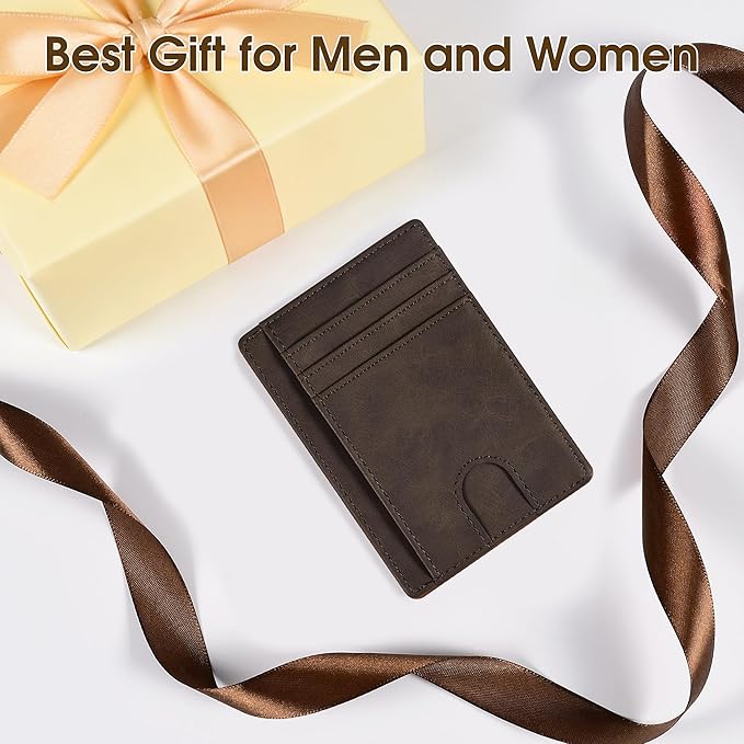 Slim Minimalist Wallet for Men,Front Pocket Wallet RFID Blocking Small Thin Credit Card Holder,ID Card Case Gift for Men Coffee