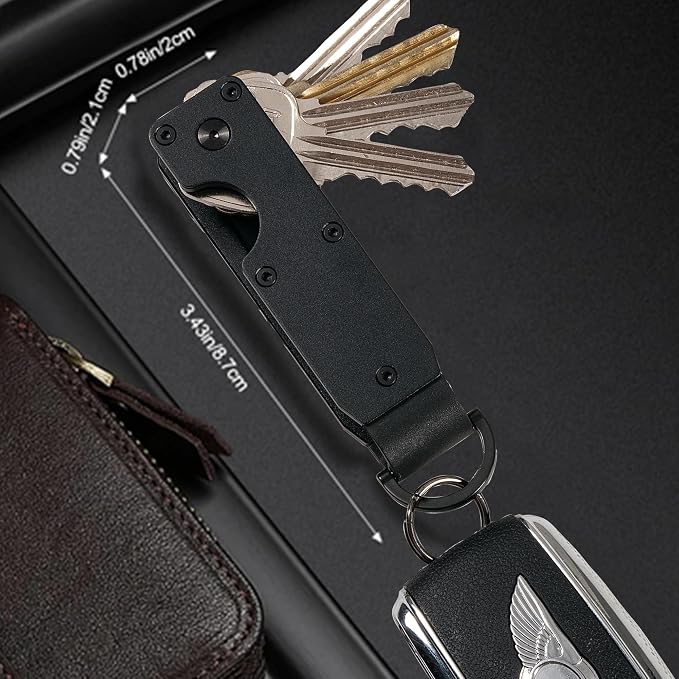 Compact Metal Key Organizer Minimalist Key Holder Secures 1-5 Keys | Durable solid metal key case, slim pocket design, safely holds up to 5 keys, lightweight portable daily keychain accessory