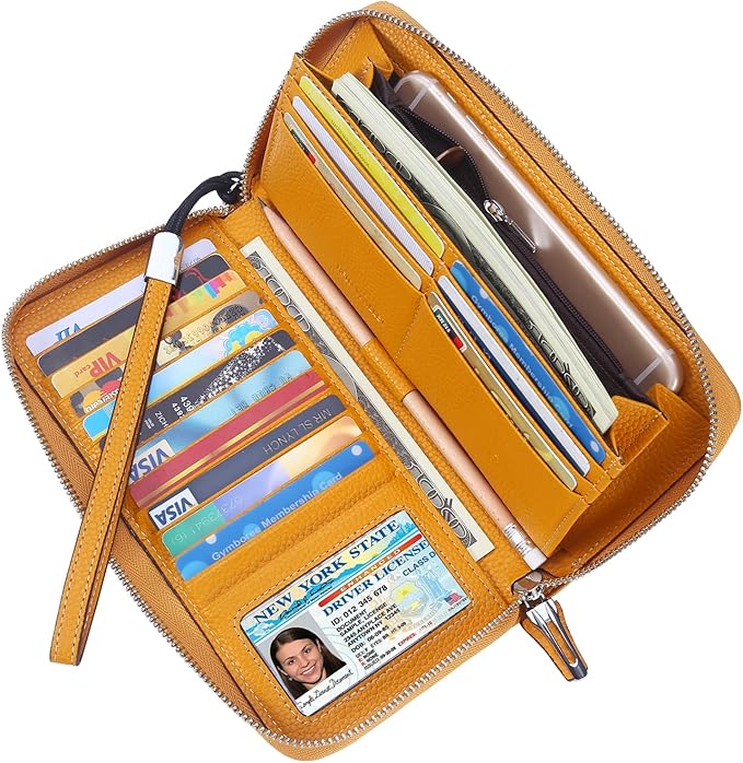 Lavemi Small Compact Women Wallet RFID Blocking Genuine Leather Bifold Purse with ID Windows