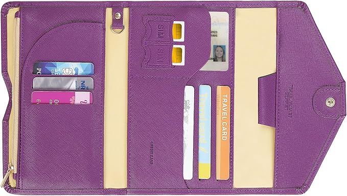 ZOPPEN Mulit-purpose Rfid Blocking Passport Holder Travel Wallet (Ver.4) Passport and Vaccine Card Holder ComboTri-fold Document Organizer Travel Essentials