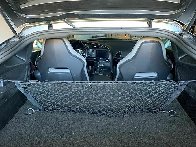 Trunk Organizer Cargo Net for Chevrolet Corvette C7 2014-2019 – Envelope Style Cargo Net for Coupe-Premium Mesh Car Trunk Organizer Vehicle Carrier Storage–Compatible with Corvette C7
