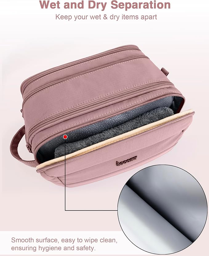 COOSKY Toiletry Bag for Men & Women, Cruise Ship Travel Essentials, Shaving Dopp Kit with Dry and Wet Separation, Water-resistant Bathroom Cosmetic Organizer Bag, Makeup Accessories, Dark Purple