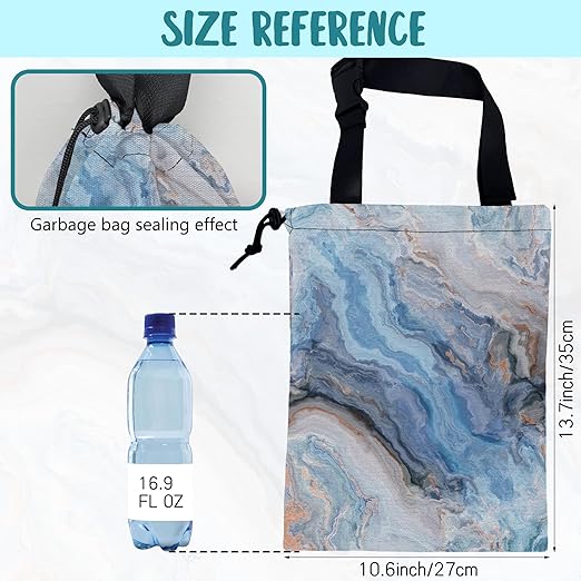 Car Garbage Bag Abstract Blue and Gold Marble Hanging Canvas Car Trash Bag Waterproof Drawstring Car Back Seat Organizer for Car Back Front Seat Console with Adjustable Buckle