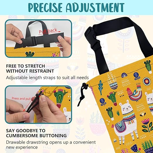 Car Garbage Bag Llama Flowers and Birds Drawstring Car Trash Bag Hanging for Back Seat with Adjustable Buckle Canvas Vehicle Trash Can Easy-to-Install