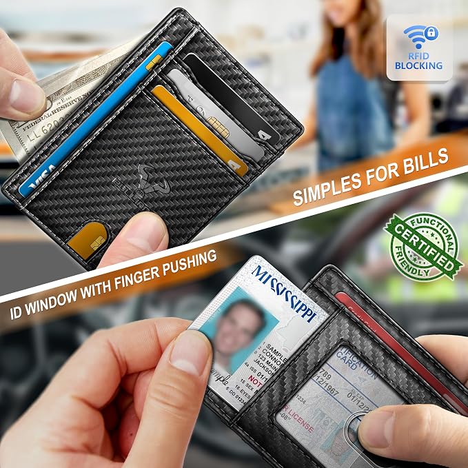 BULLIANT Slim Wallet, Skinny Minimal Thin Front Pocket Wallet Card Holder For Men 7Cards 3.15"x4.5",Gift-Boxed