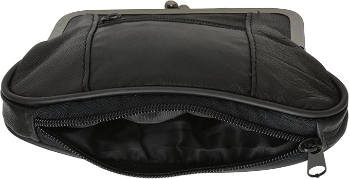 Leather Change Purse Black Y062